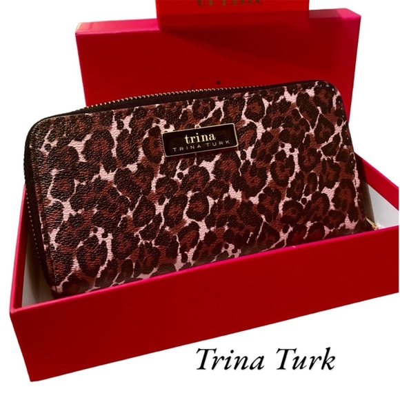 Trina Turk Leopard Print Wallet - Brown and Black